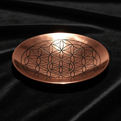 Coupe d’offrande en cuivre gravée Fleur de Vie, idéale pour rituels et fumigation
