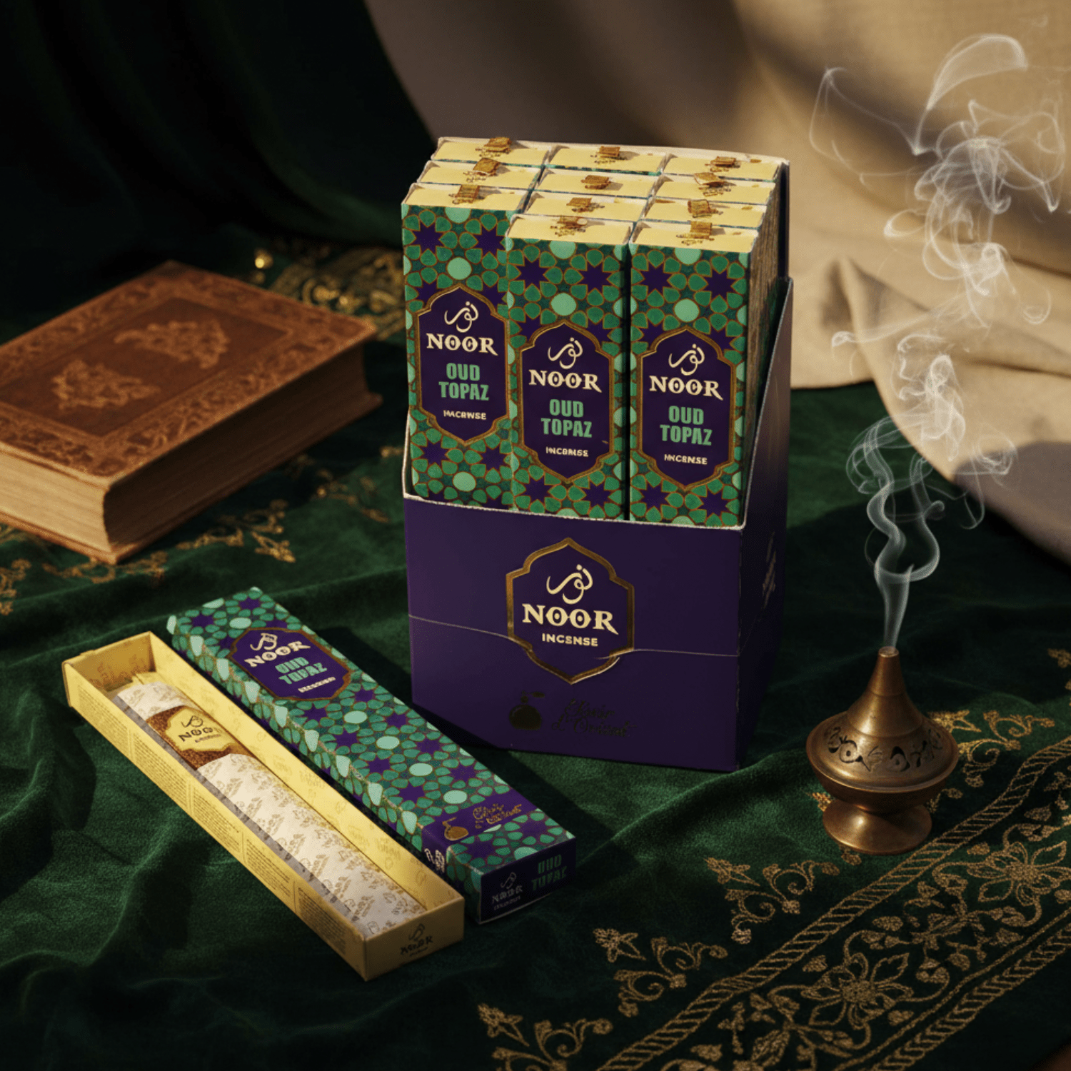 Encens Noor Oud Topaz – Chaleur & Lumière - Mysticae