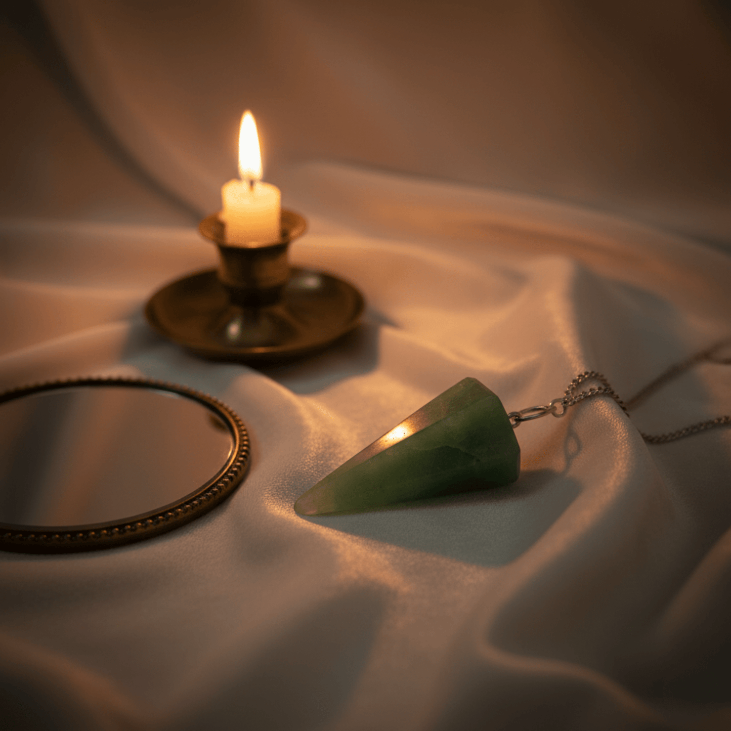 Pendule divinatoire en Aventurine Verte, accessoire ésotérique pour guidance spirituelle.